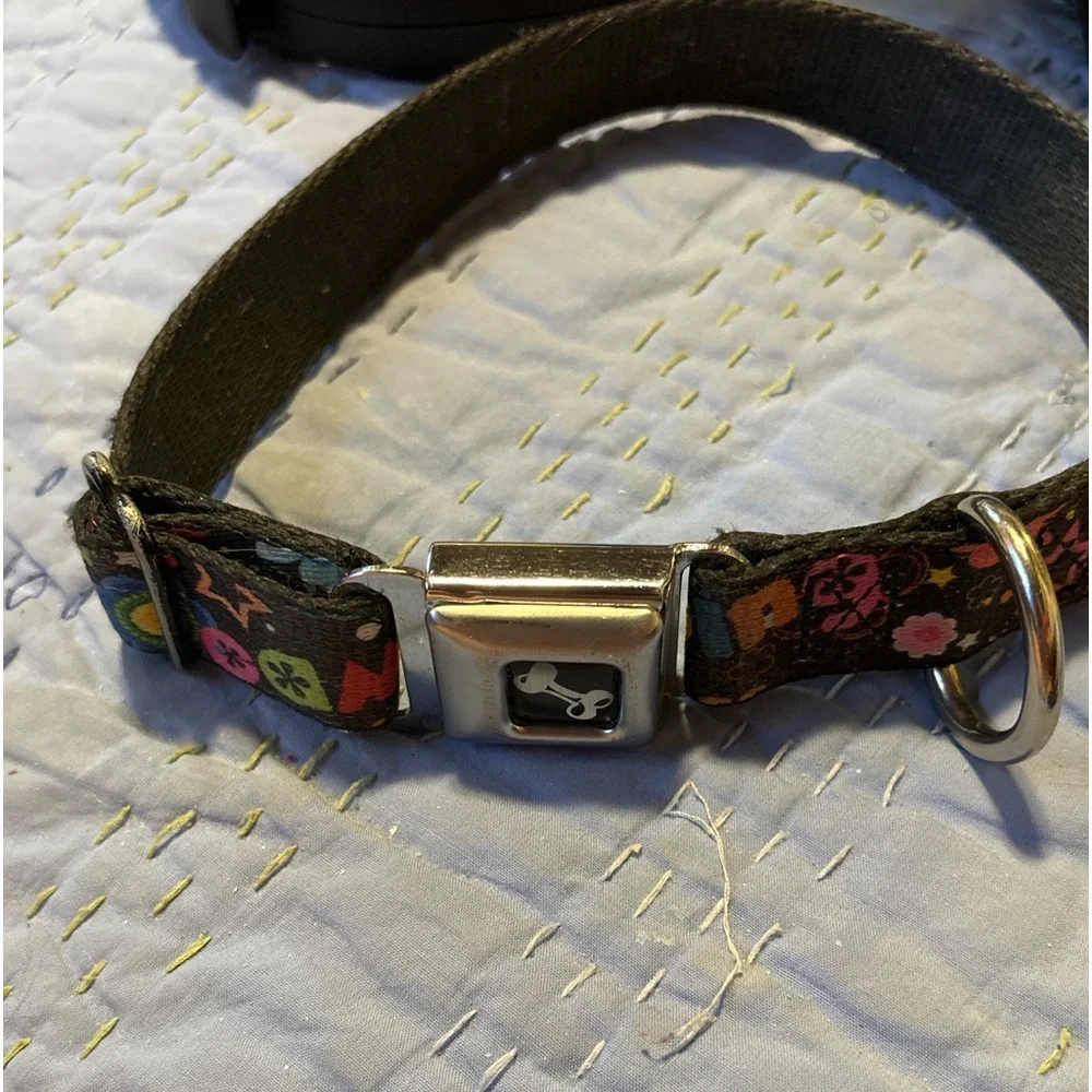 Camping collar Stretch Sz M Dog Bone Seatbelt Buckle Collar - Gothic 6